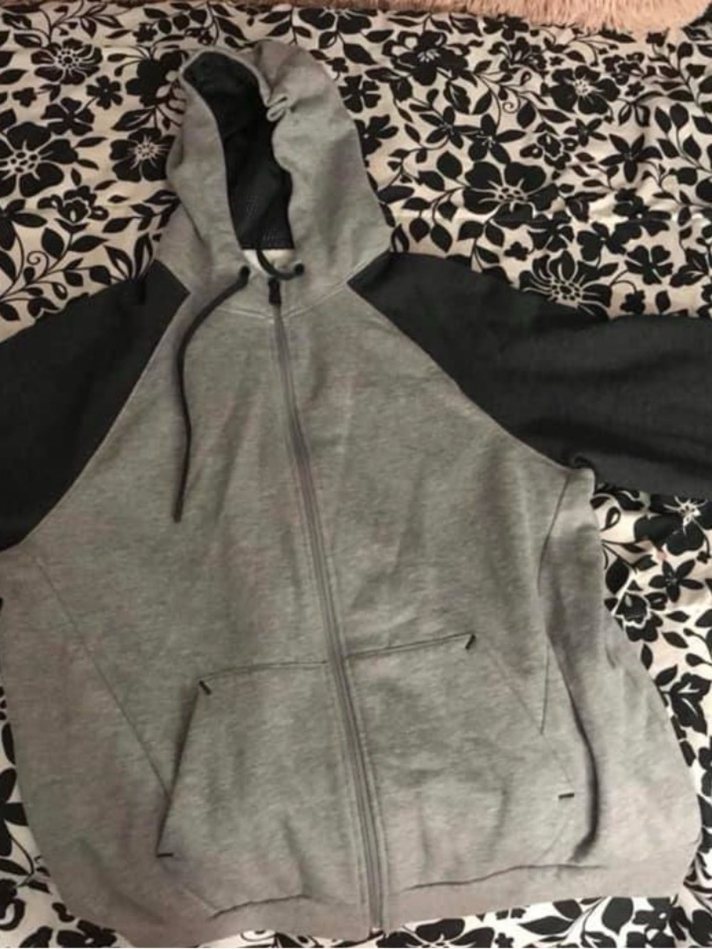 Russell Athletic Grey and Black Zip-Up Hoodie